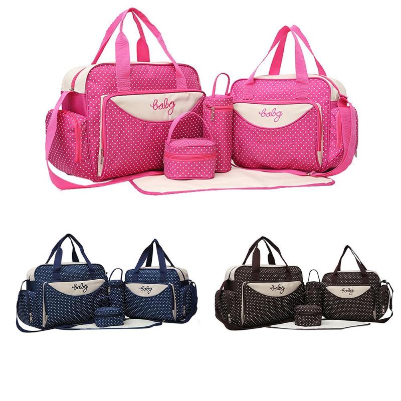 5-Piece Mother Diaper Bag Set Large Maternity Handbag and Accessories