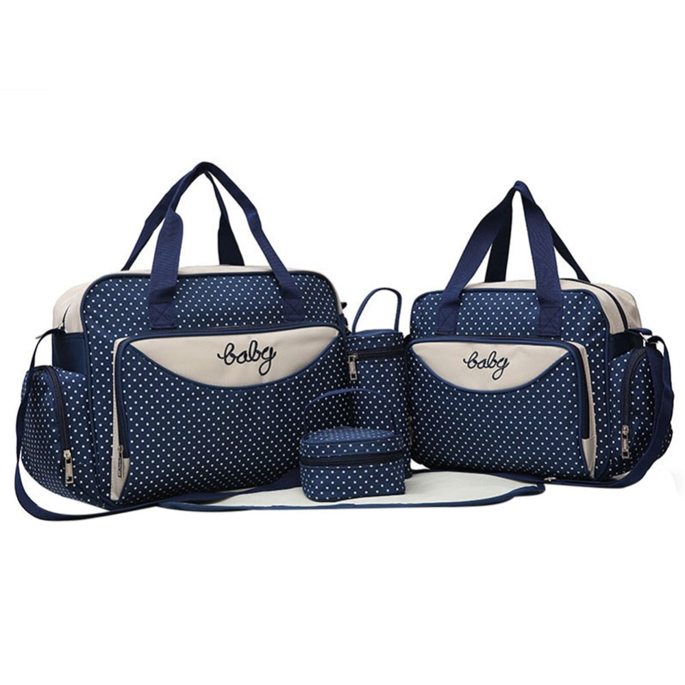 5-Piece Mother Diaper Bag Set Large Maternity Handbag and Accessories