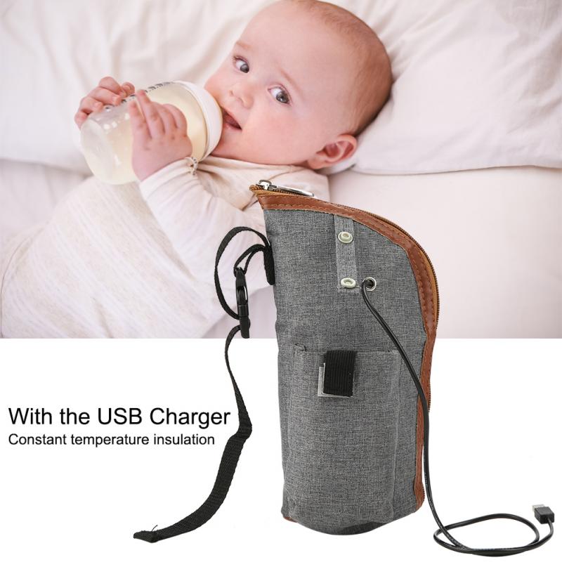 Portable Baby Bottle Warmer USB Heating Bag Travel Feeding Bottle