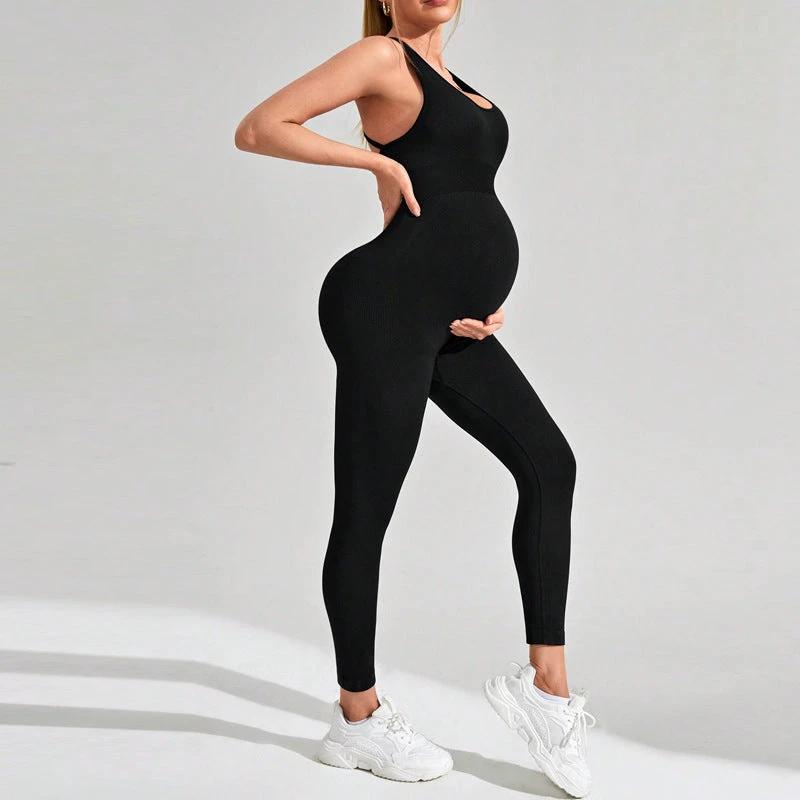 Maternity Jumpsuit Tight Fitness Yoga Clothes High Waist Hip Lift