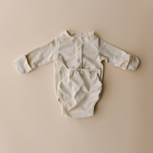 Cotton Front flap Onesie | Natural