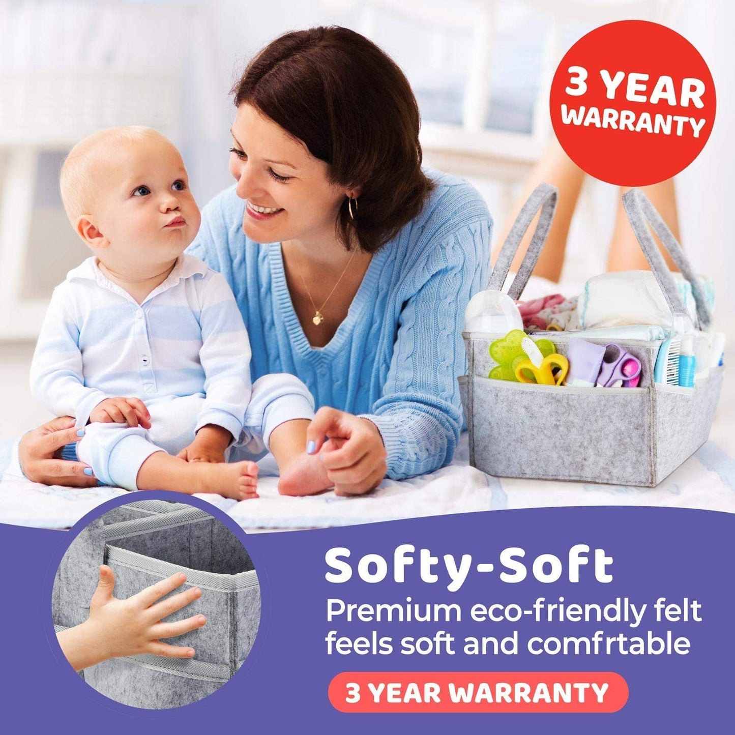Baby Diaper Caddy Organizer Portable Holder Bag Nursery Storage