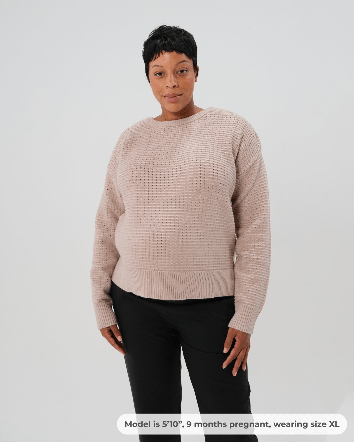 Button-Shoulder Maternity & Nursing Sweater w/Thumbhole Feature
