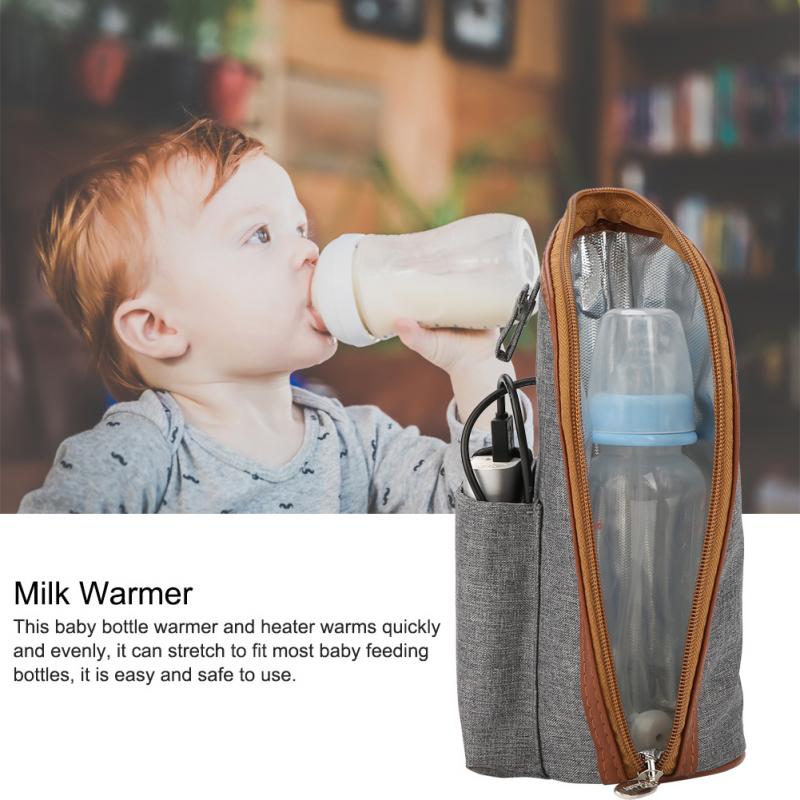 Portable Baby Bottle Warmer USB Heating Bag Travel Feeding Bottle
