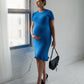 Short Sleeve Knit Maternity Dress with Playful Hem Detail