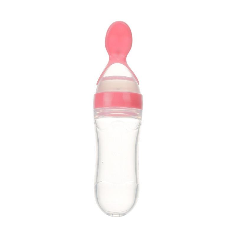 Baby Feeding Bottle with Squeeze Spoon Training Feeder for Infants