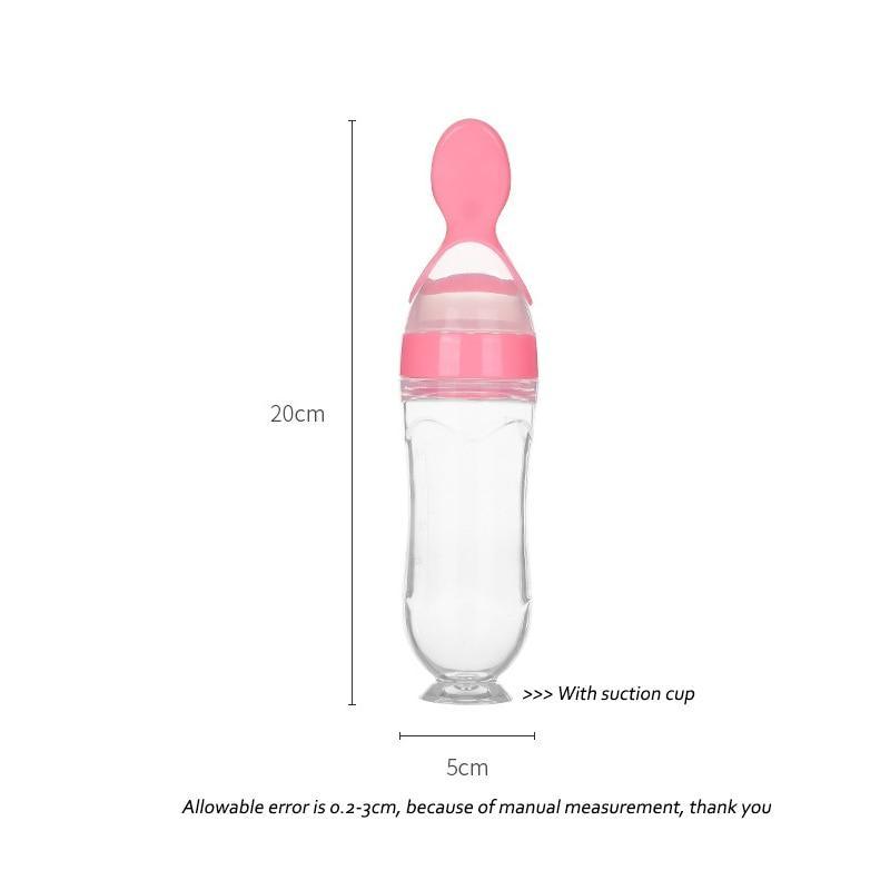 Baby Feeding Bottle with Squeeze Spoon Training Feeder for Infants