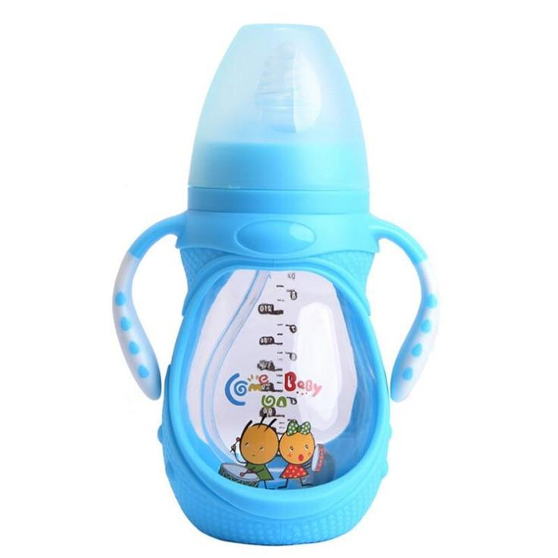Infant Silicone Glass Feeding Bottle Baby Drink Water Feeding Bottle