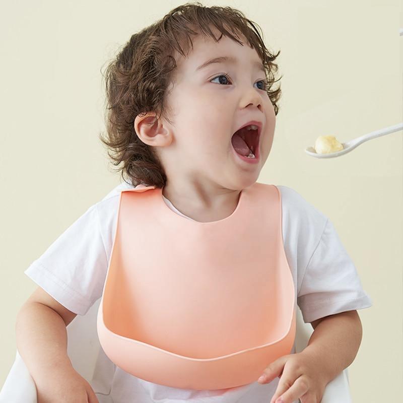 Newborn Solid Silicone Baby Feeding Bib Burp Cloth Fashionable
