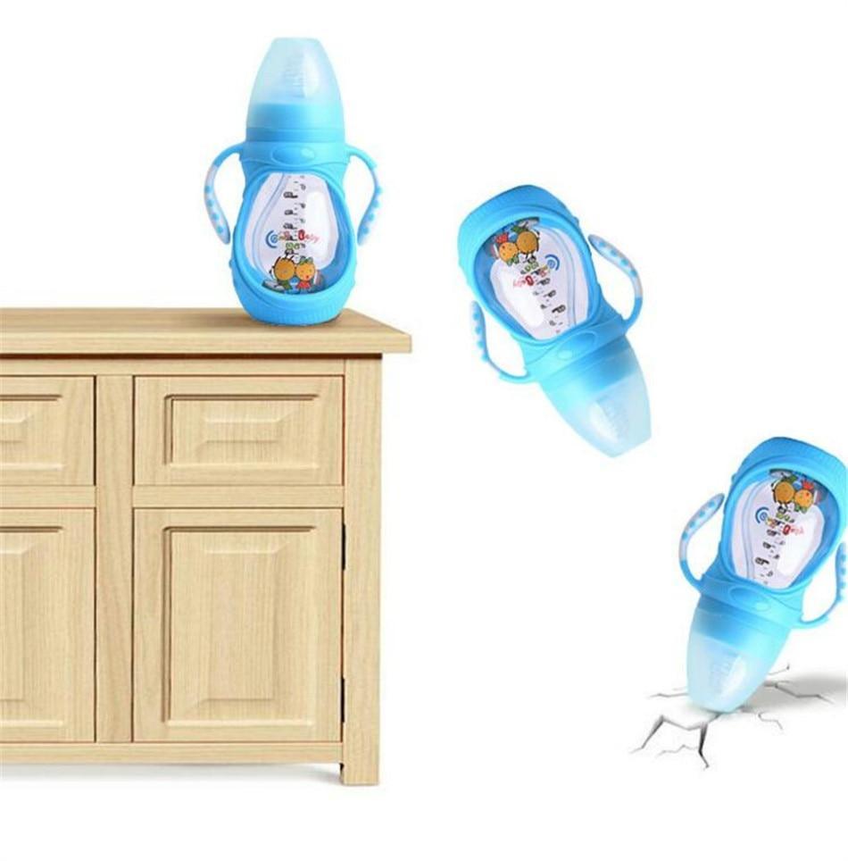 Infant Silicone Glass Feeding Bottle Baby Drink Water Feeding Bottle