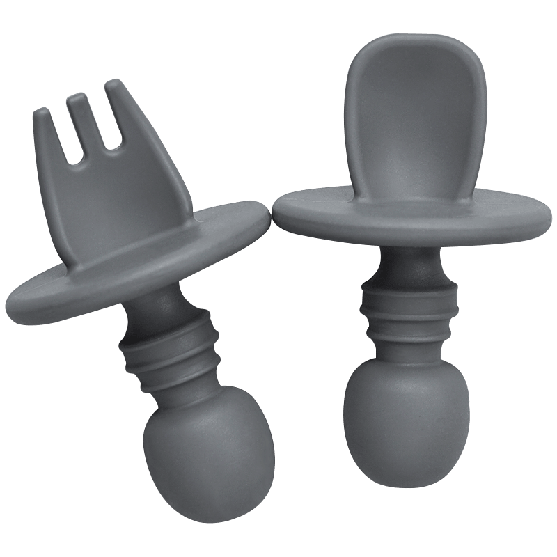 Big Baby Feeding Spoon and Fork Set Soft Silicone Flatware