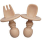 Big Baby Feeding Spoon and Fork Set Soft Silicone Flatware