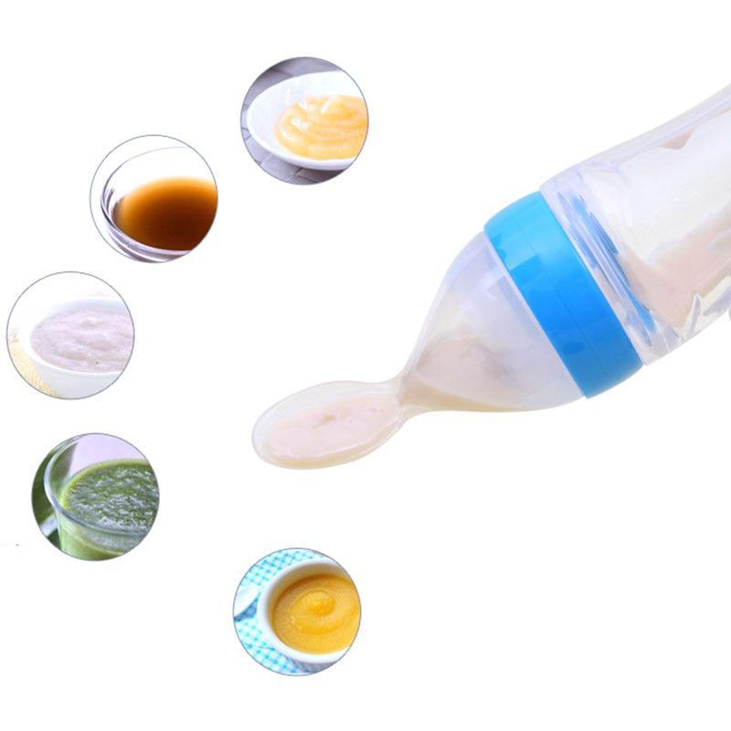 Baby Feeding Bottle with Squeeze Spoon Training Feeder for Infants