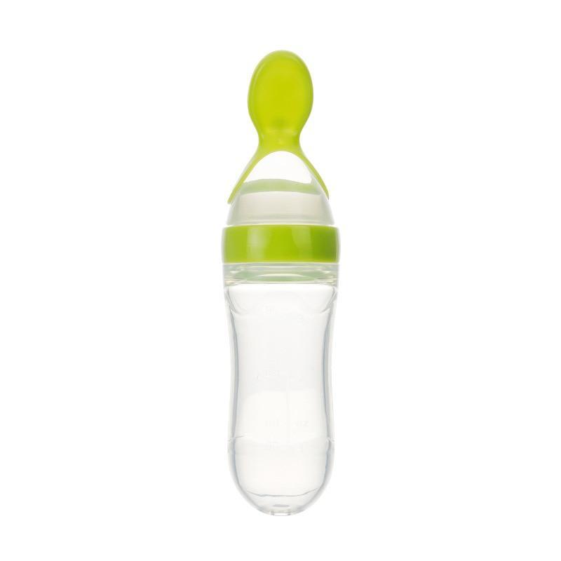 Baby Feeding Bottle with Squeeze Spoon Training Feeder for Infants