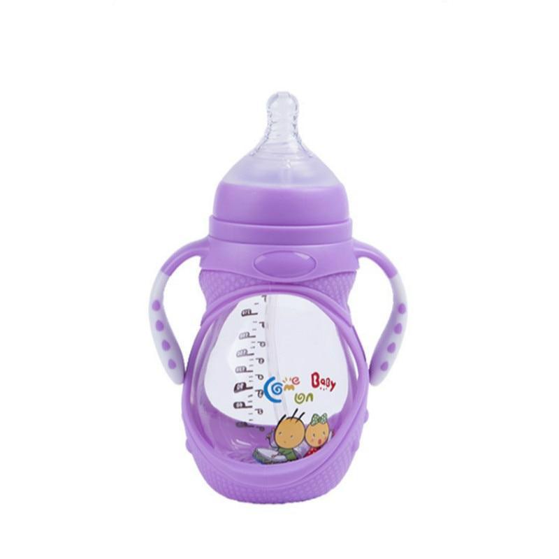 Infant Silicone Glass Feeding Bottle Baby Drink Water Feeding Bottle