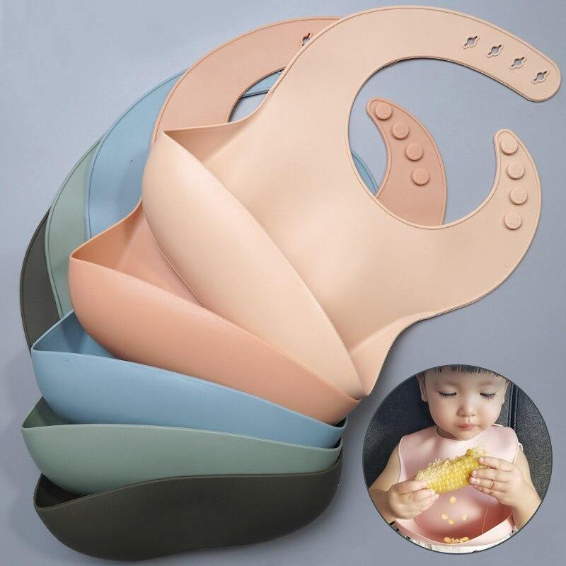 Newborn Solid Silicone Baby Feeding Bib Burp Cloth Fashionable