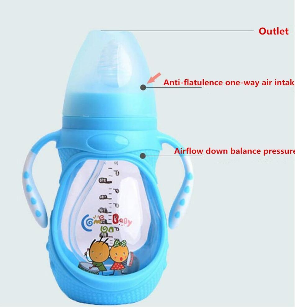 Infant Silicone Glass Feeding Bottle Baby Drink Water Feeding Bottle