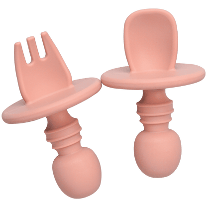 Big Baby Feeding Spoon and Fork Set Soft Silicone Flatware