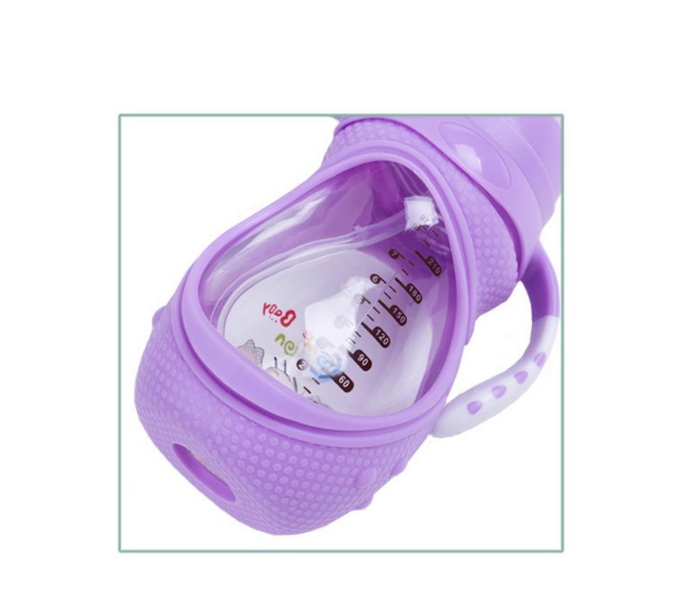 Infant Silicone Glass Feeding Bottle Baby Drink Water Feeding Bottle