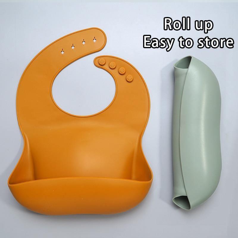 Newborn Solid Silicone Baby Feeding Bib Burp Cloth Fashionable