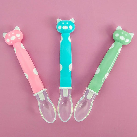 Baby Soft Silicone Spoon Candy Color Temperature Sensing Feeding Tool