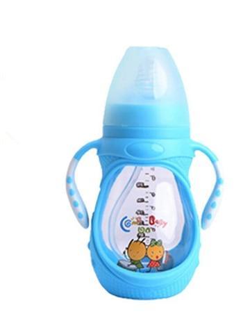 Infant Silicone Glass Feeding Bottle Baby Drink Water Feeding Bottle