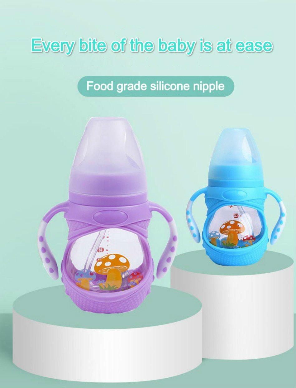 Infant Silicone Glass Feeding Bottle Baby Drink Water Feeding Bottle