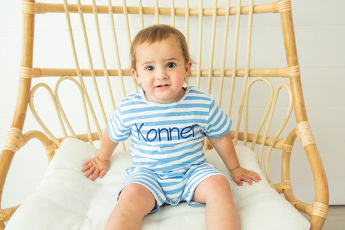 Boys Short Sleeve Knit Rompers (Old Size Chart)
