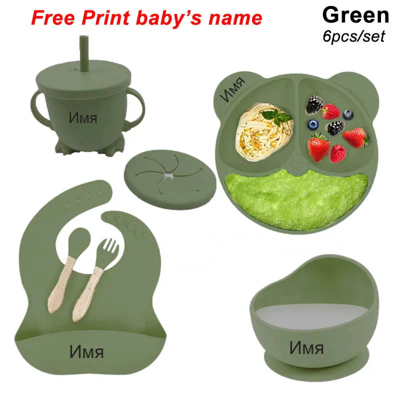 Silicone Baby Feeding Plate Set with Suction Bowl