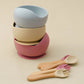 Mamaplan 3PCS Baby Silicone Feeding Set Suction Bowl Spoon Fork