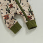 Baby Boys Girls Jumpsuit Long Sleeve Cow/Horse Print Zipped Autumn Romper Clothes