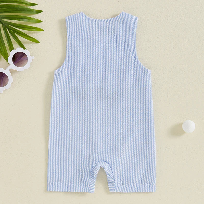Organic Cable Knit Baby Sweater Romper Sleeveless Striped Embroidery Jumpsuit