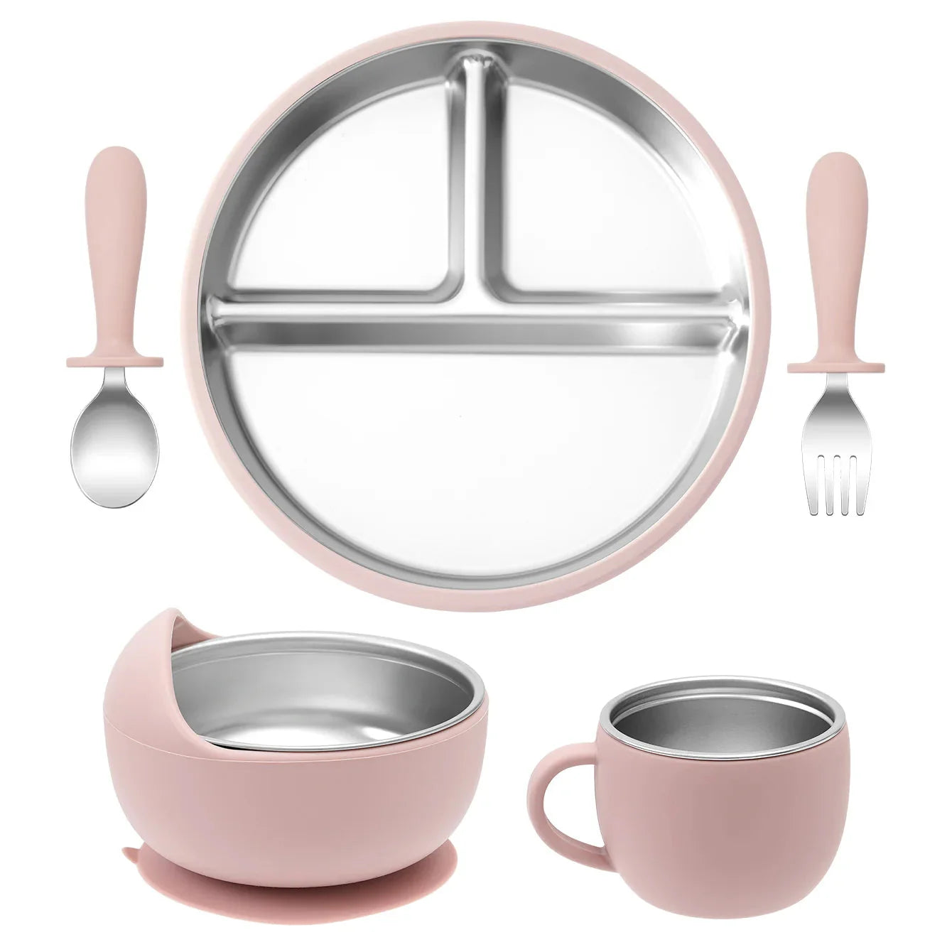 Stainless Steel Baby Feeding Set with Silicone Sucker