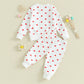 Baby Toddler Girls 2Pcs Clothes Valentine's Day Outfits Long Sleeve Crewneck Heart Print Pants Set