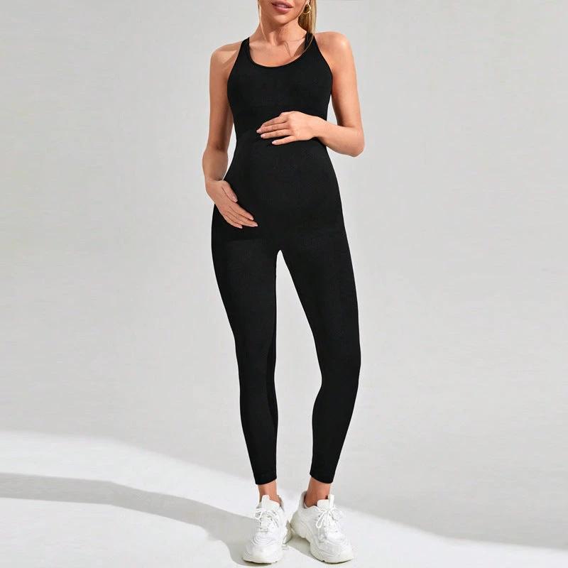 Maternity Jumpsuit Tight Fitness Yoga Clothes High Waist Hip Lift