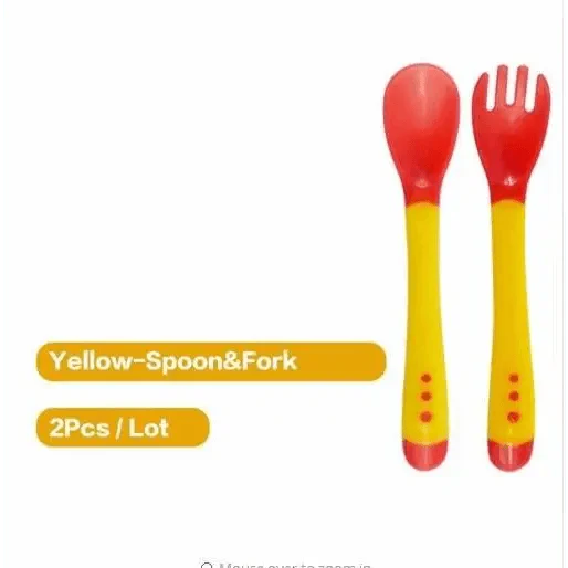 Children’s Tableware Baby Learning Dishes Suction Bowl Temperature Sensing Spoon