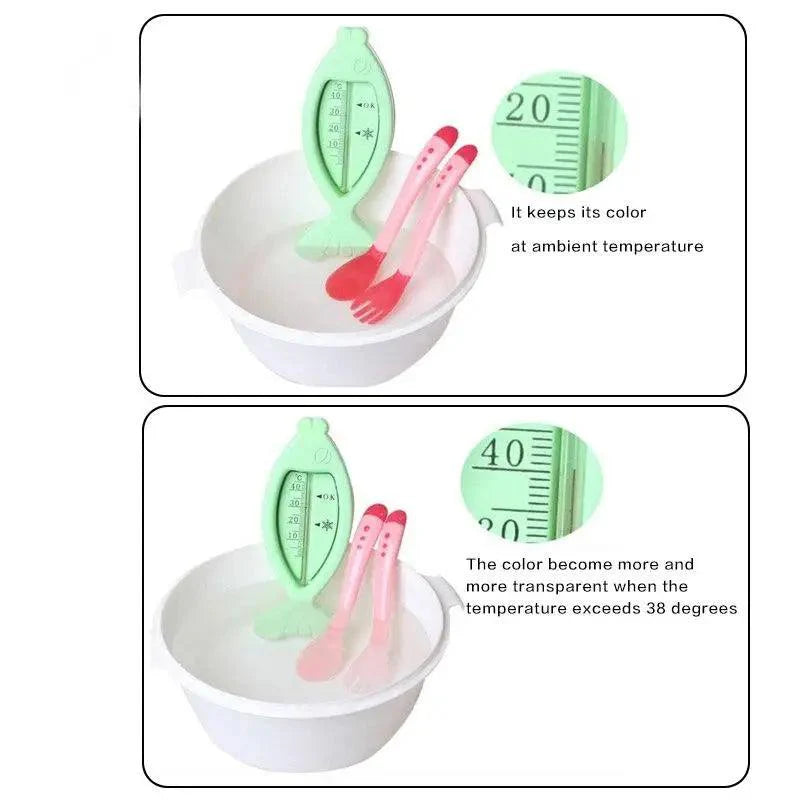 Children’s Tableware Baby Learning Dishes Suction Bowl Temperature Sensing Spoon