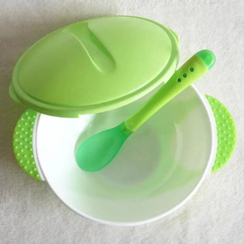 Children’s Tableware Baby Learning Dishes Suction Bowl Temperature Sensing Spoon
