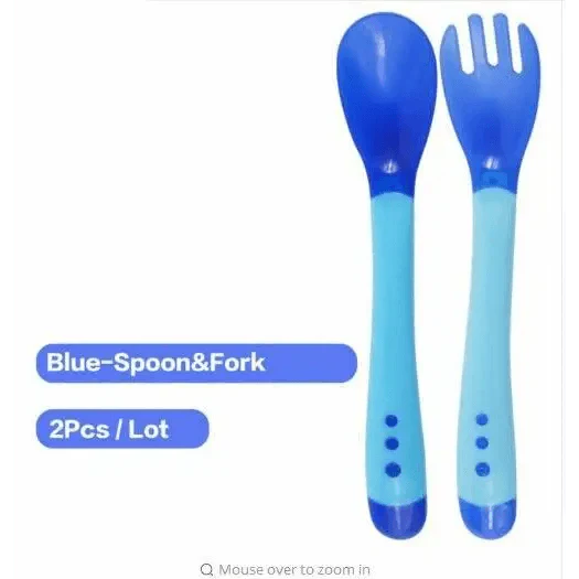 Children’s Tableware Baby Learning Dishes Suction Bowl Temperature Sensing Spoon