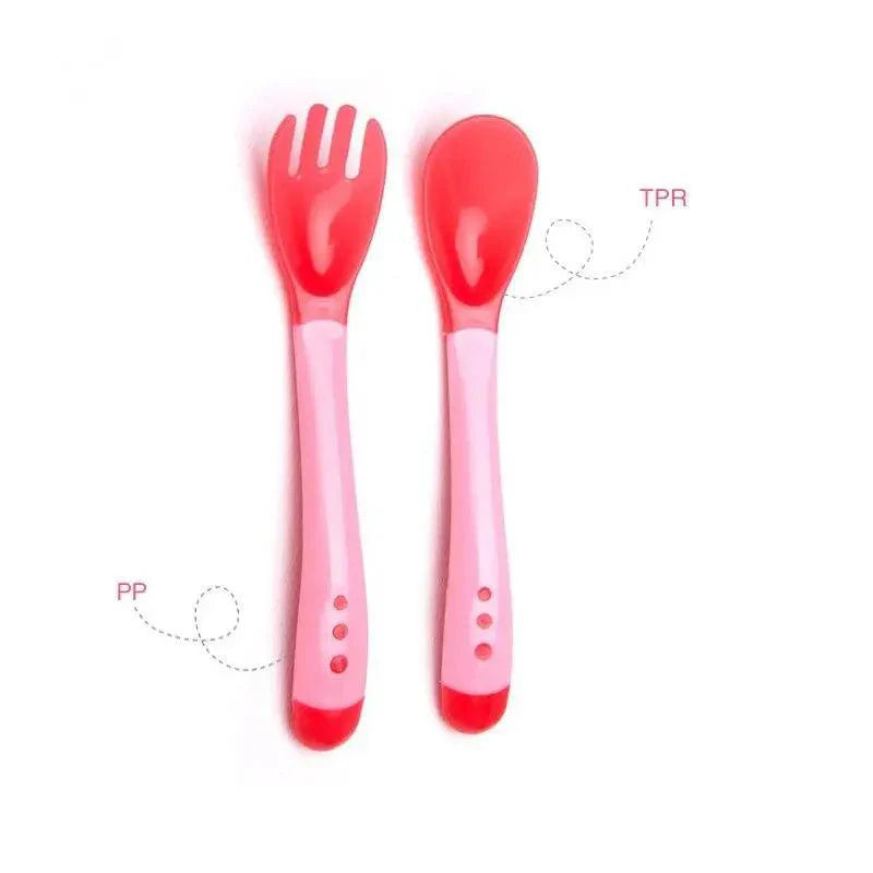 Children’s Tableware Baby Learning Dishes Suction Bowl Temperature Sensing Spoon