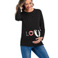 Women's Round Neck Small Feet Print Maternity Top
