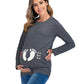 Women's Round Neck Small Feet Print Maternity Top