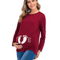 Women's Round Neck Small Feet Print Maternity Top