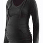 Maternity solid color hooded pocket long-sleeved T-shirt