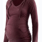 Maternity solid color hooded pocket long-sleeved T-shirt